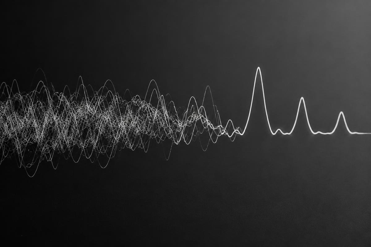 Noisy overlapping signal waveforms resolving into a few clear intent peaks