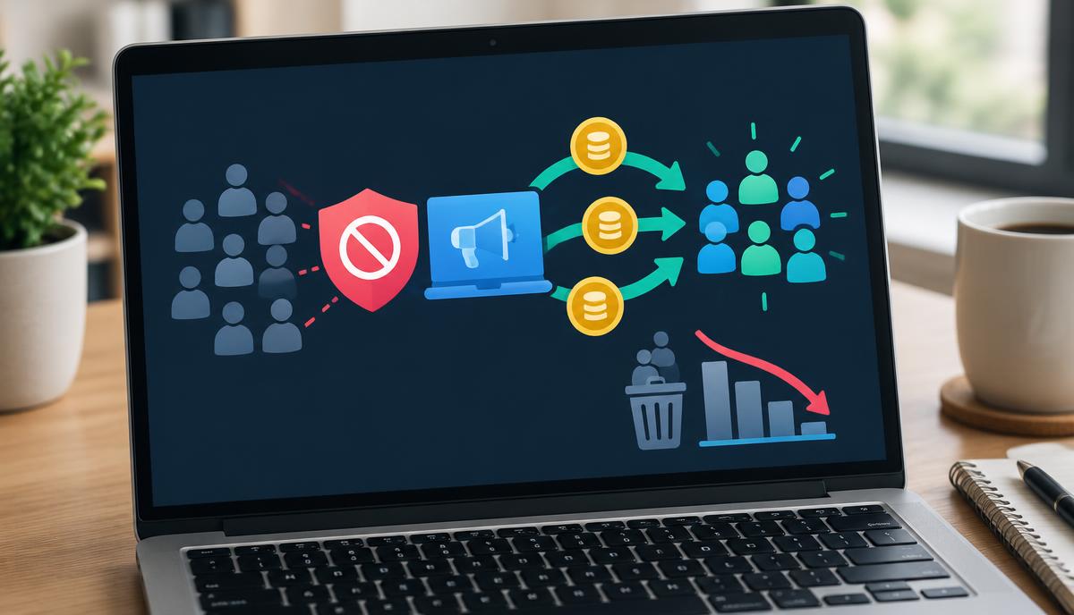 Ad dashboard excluding a group of audience members so budget flows to the remaining audience